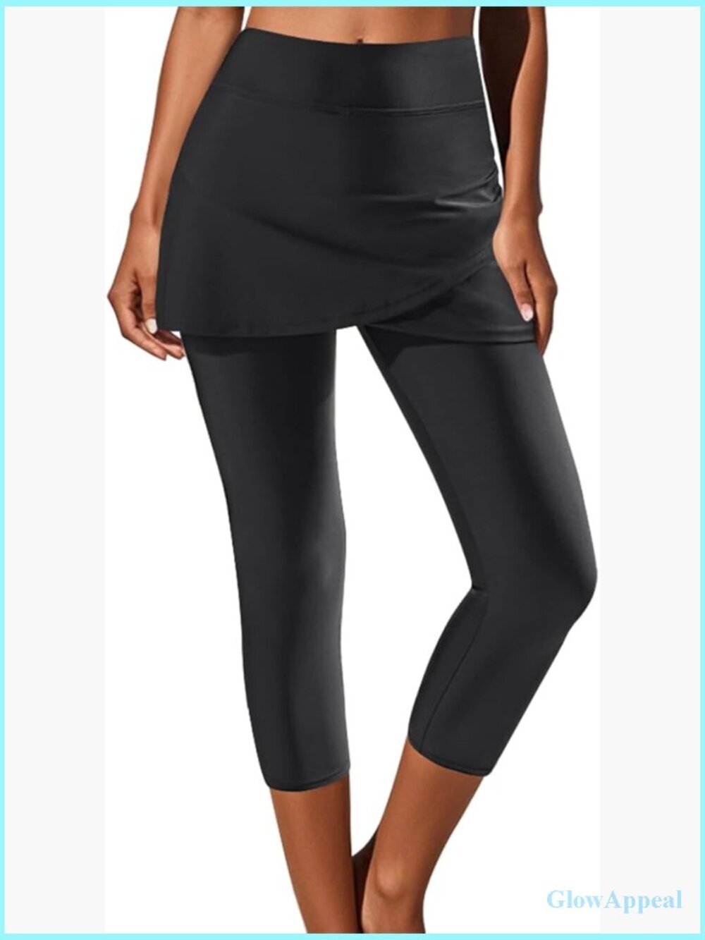 Swim Leggings with Skirt High Waisted UV Protection Tummy Control